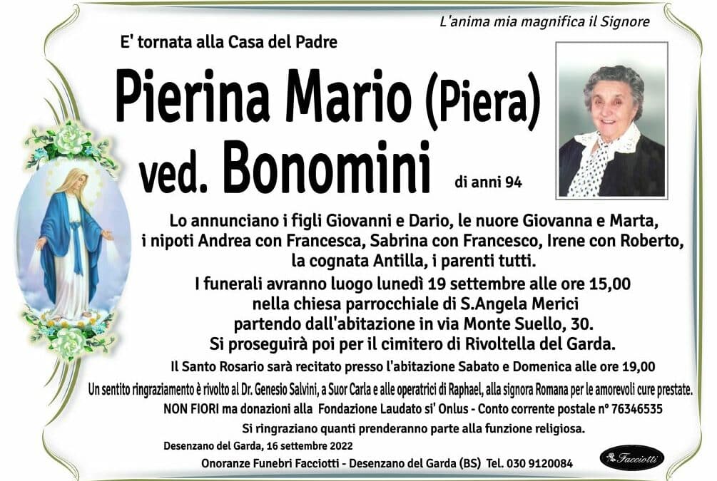 Pierina (Piera) Mario ved. Bonomini