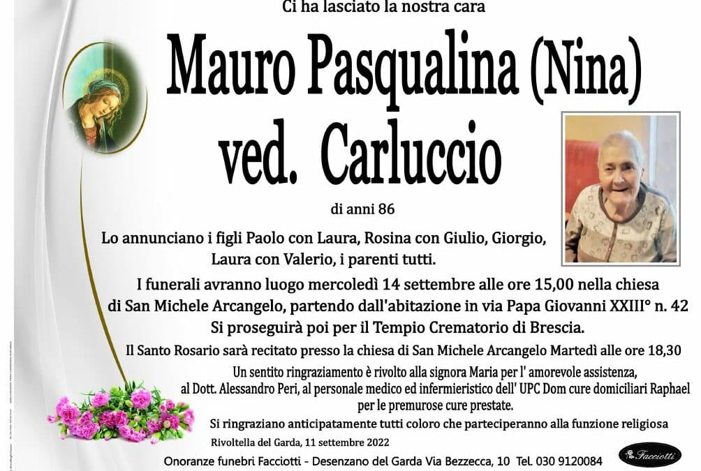 Mauro Pasqualina (Nina) ved. Carluccio