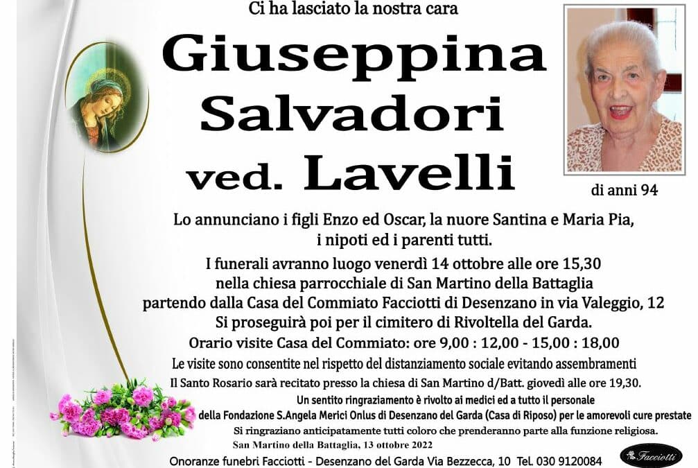 Giuseppina Salvadori ved. Lavelli