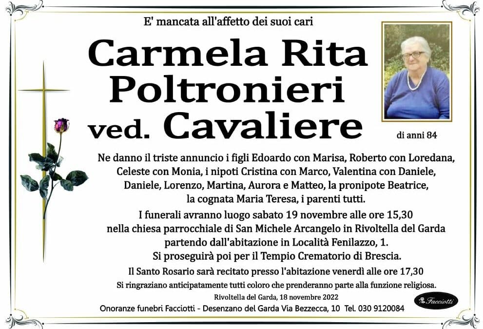 Carmela Rita Poltronieri ved. Cavaliere