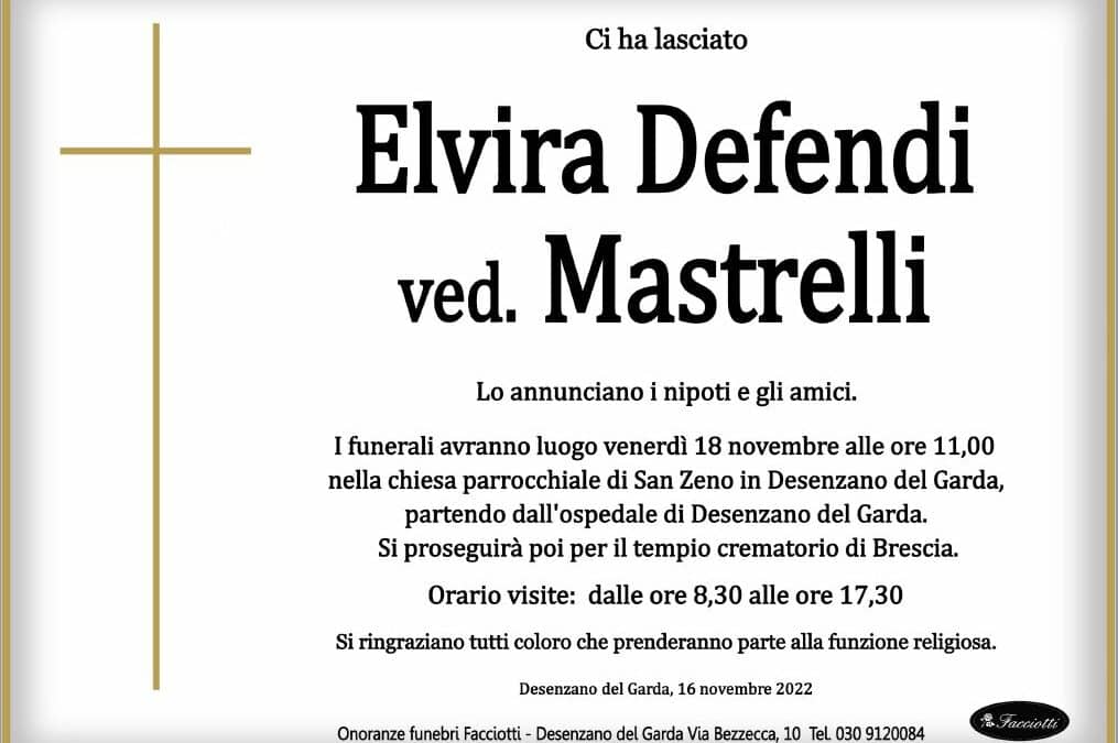 Elvira Defendi ved. Mastrelli