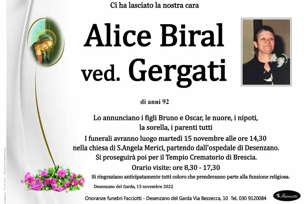 Alice Biral ved. Gergati