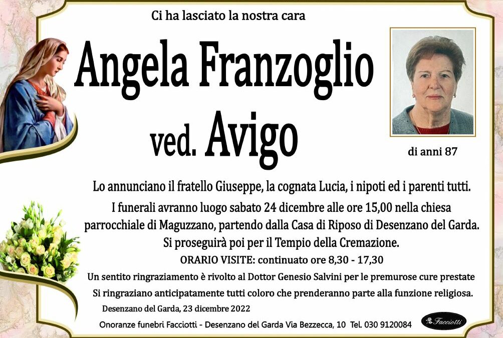 Angela Franzoglio ved. Avigo