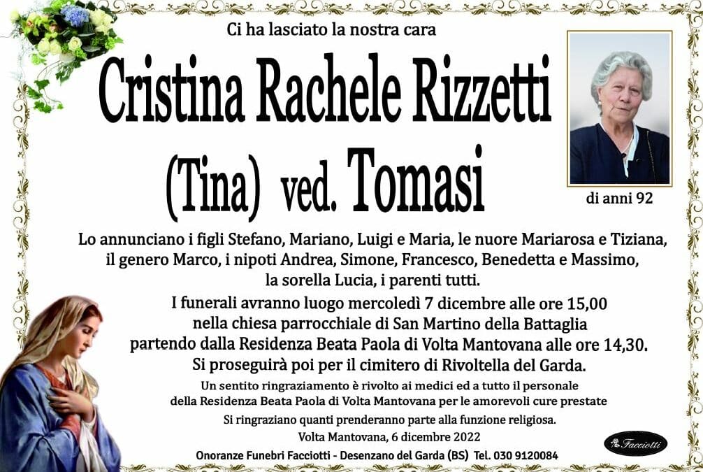 Cristina Rachele Rizzetti ved. Tomasi (Tina)