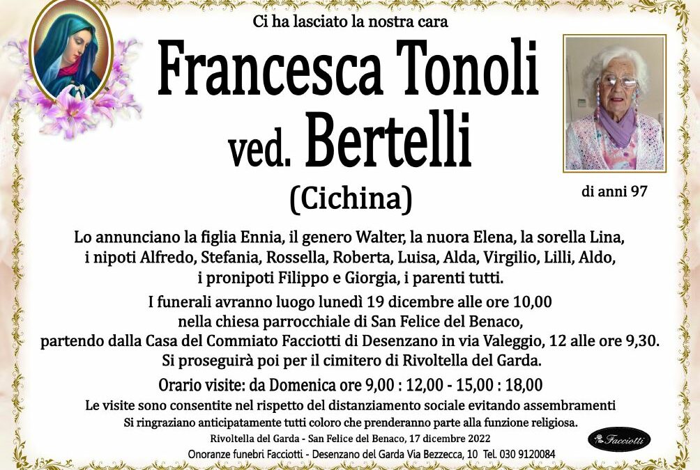 Francesca Tonoli ved. Bertelli (Cichina)