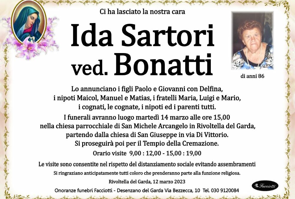 Ida Sartori ved. Bonatti