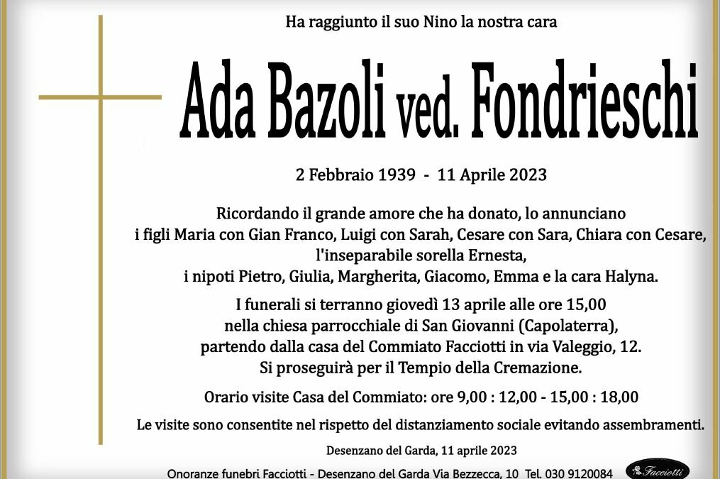 Ada Bazoli ved. Fondrieschi