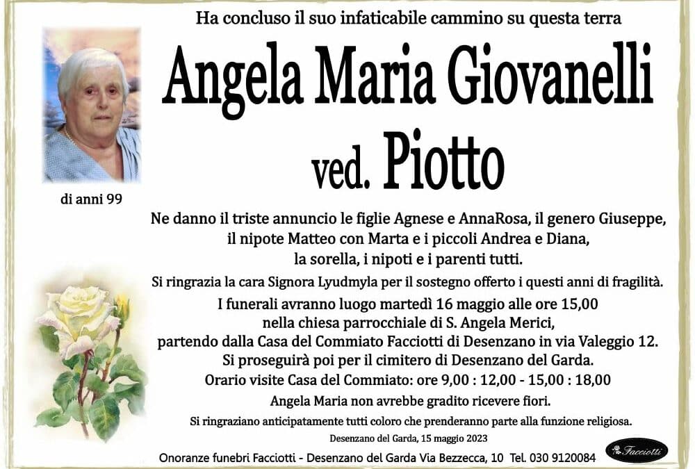 Angela Maria Giovanelli ved. Piotto