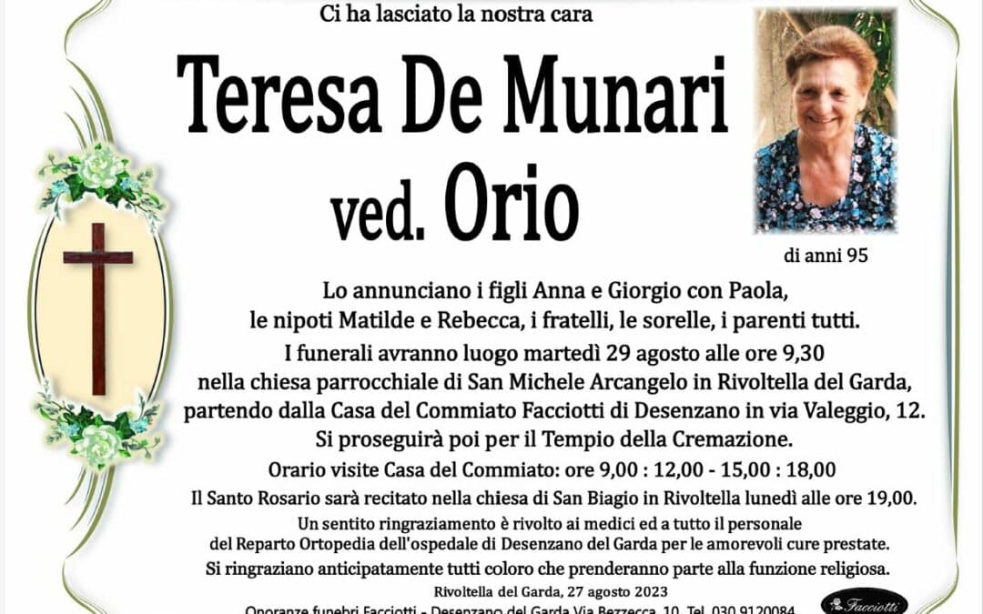 Teresa De Munari ved. Orio