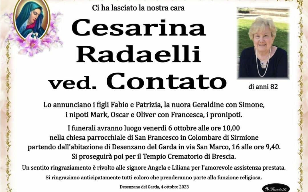 Cesarina Radaelli ved. Contato