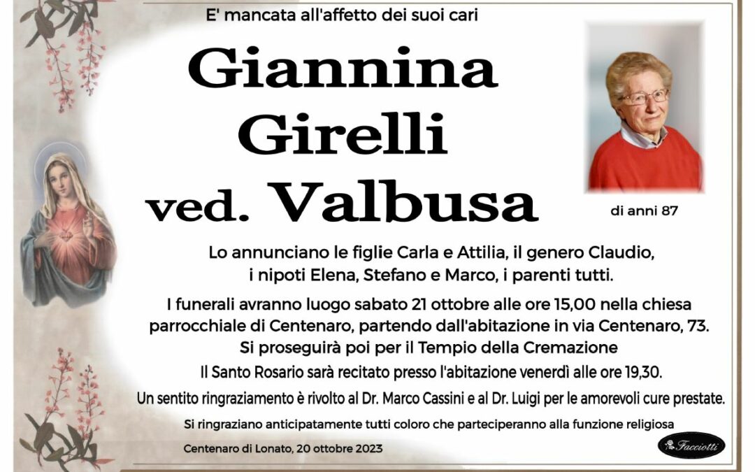 Giannina Girelli ved. Valbusa