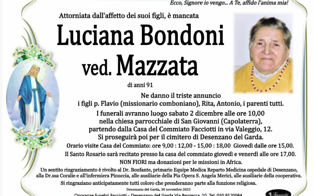 Luciana Bondoni ved. Mazzata
