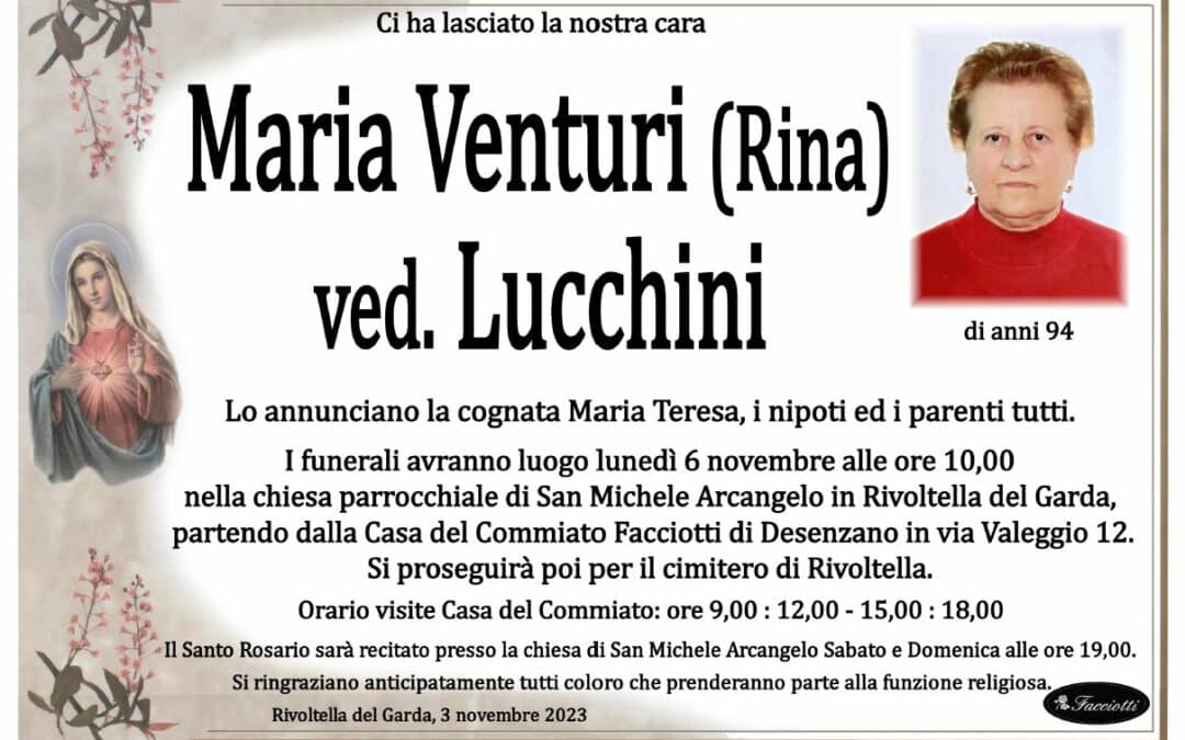 Maria Venturi (Rina) ved. Lucchini