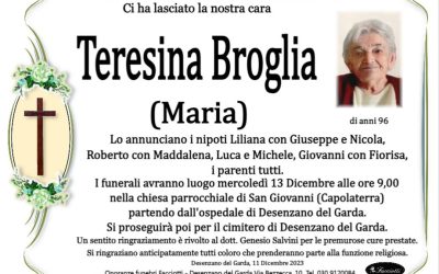 Lutto Teresina Broglia (Maria)