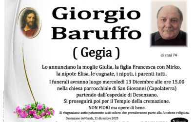 Lutto Giorgio Baruffo