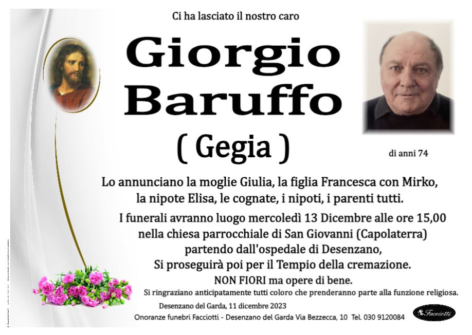Lutto Giorgio Baruffo