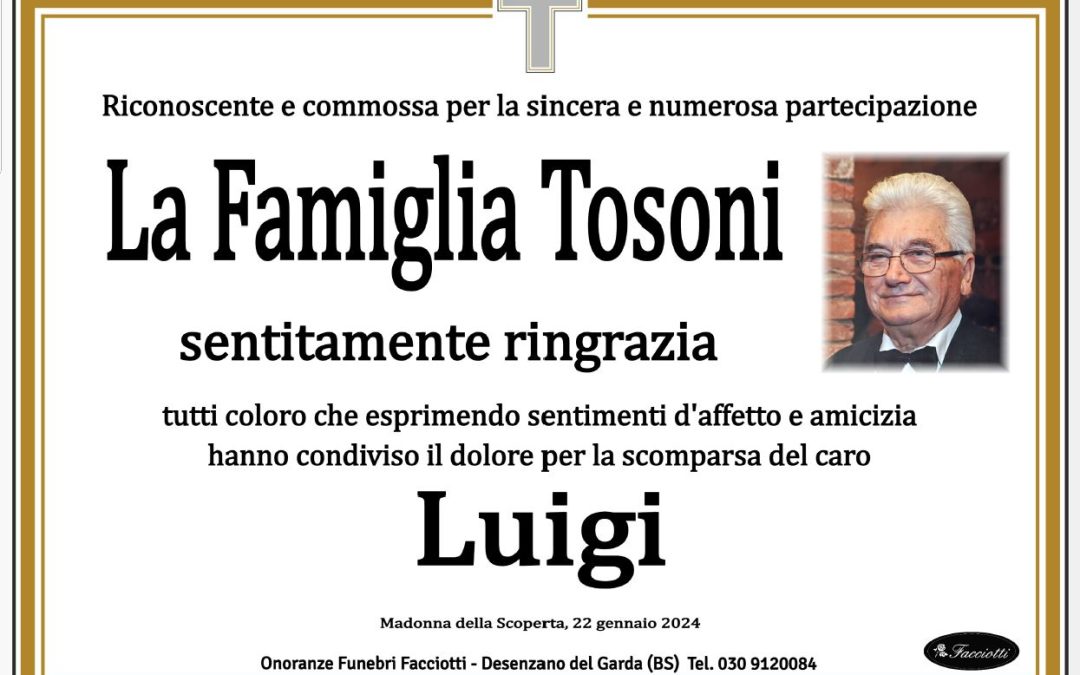 Ringraziamenti Tosoni